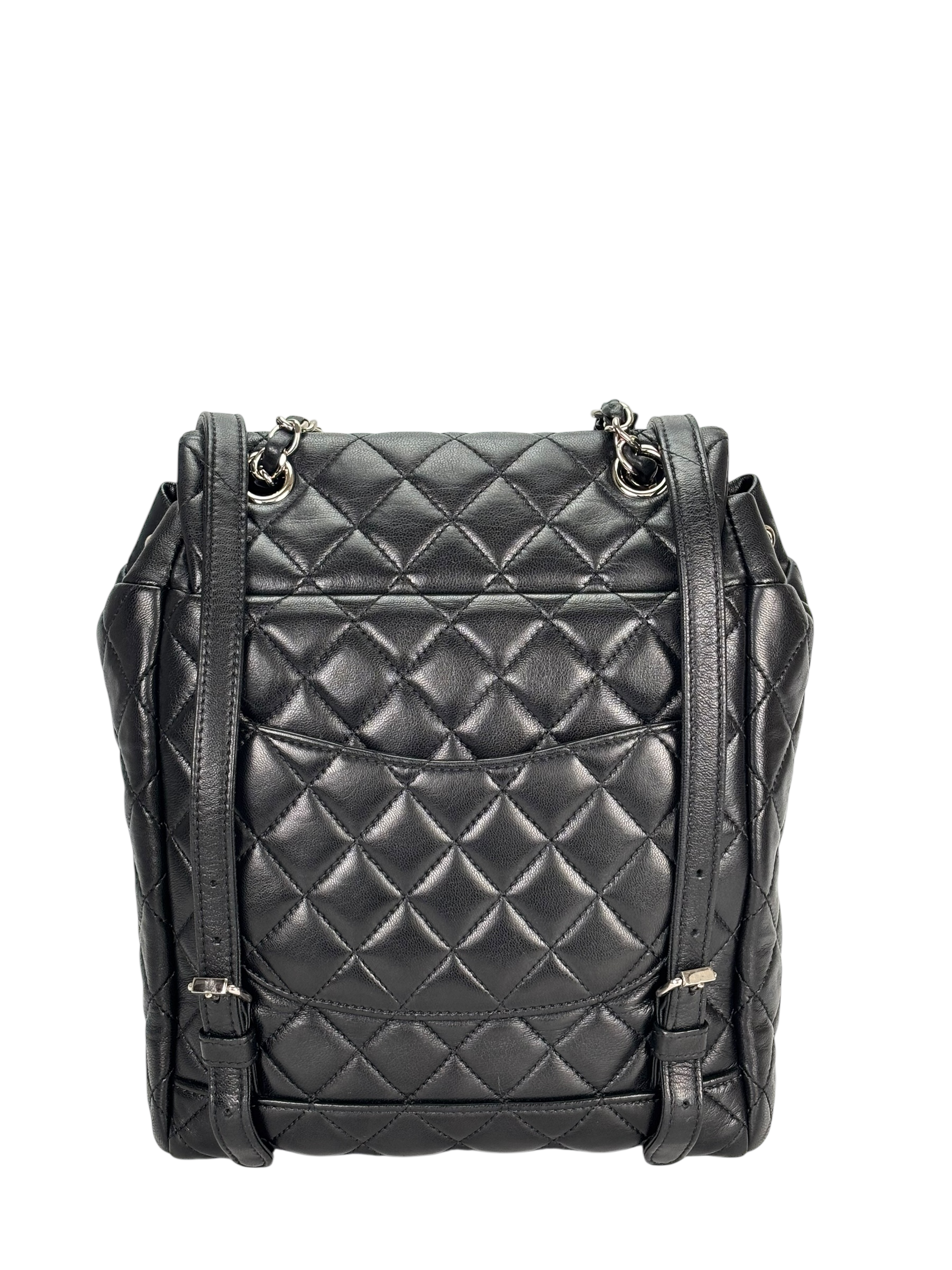 CHANEL - Black Lambskin Quilted Urban Spirit Backpack Bag