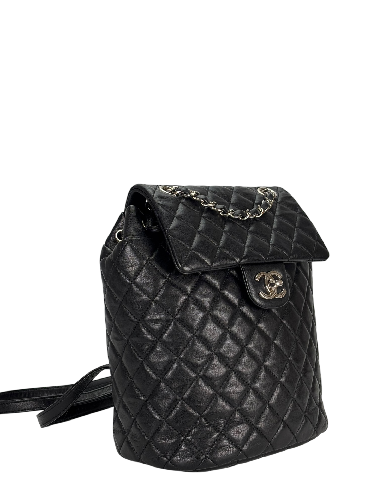CHANEL - Black Lambskin Quilted Urban Spirit Backpack Bag
