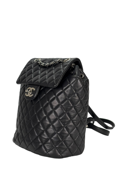 CHANEL - Black Lambskin Quilted Urban Spirit Backpack Bag