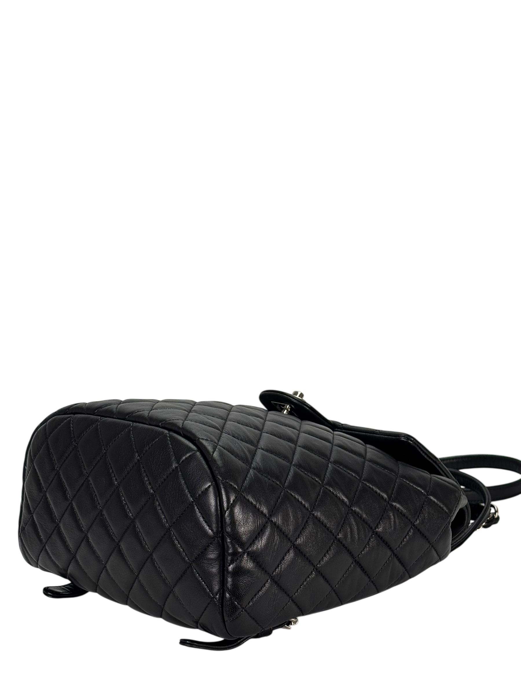 CHANEL - Black Lambskin Quilted Urban Spirit Backpack Bag