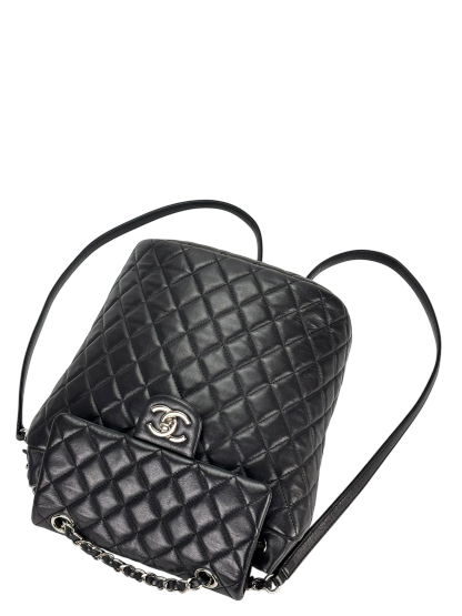 CHANEL - Black Lambskin Quilted Urban Spirit Backpack Bag