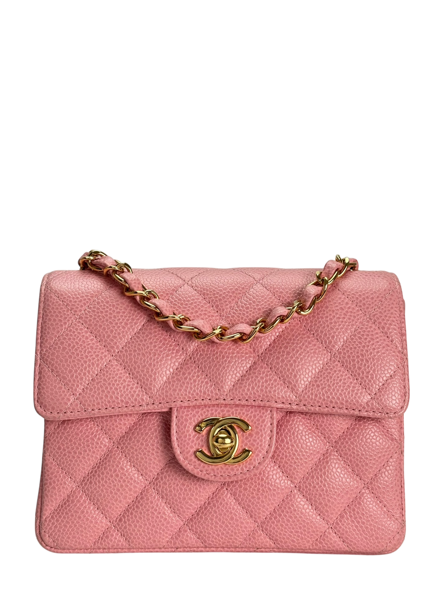 CHANEL - Pink Caviar Mini Classic Square Flap Shoulder Bag 17