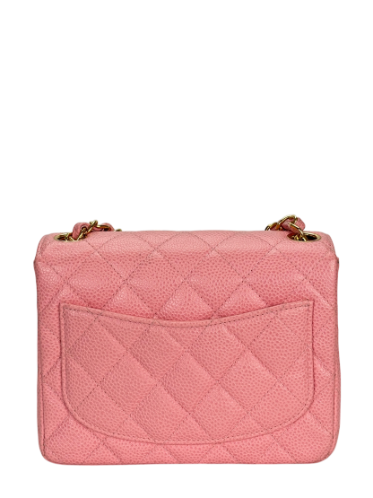 CHANEL - Pink Caviar Mini Classic Square Flap Shoulder Bag 17