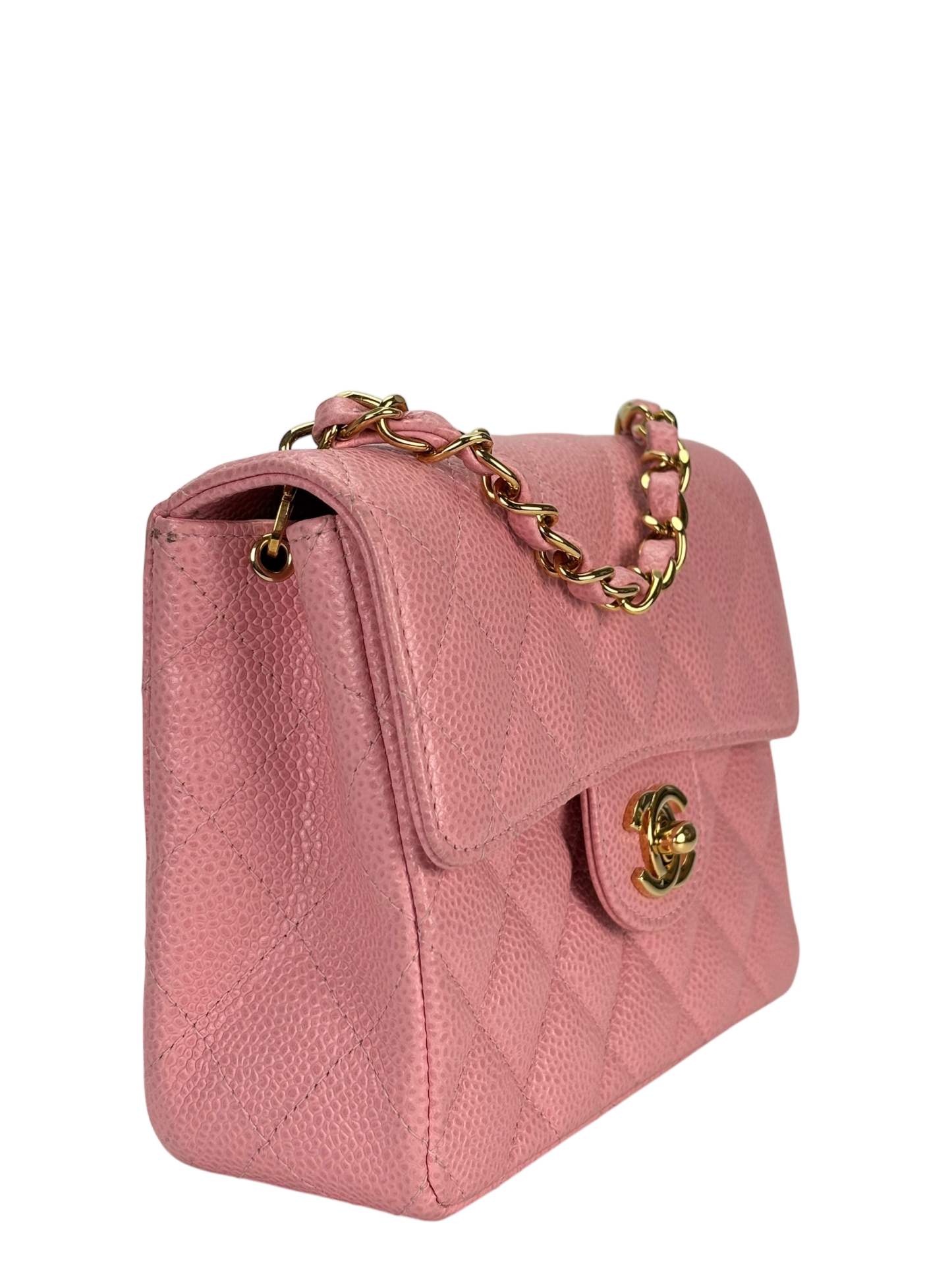 CHANEL - Pink Caviar Mini Classic Square Flap Shoulder Bag 17