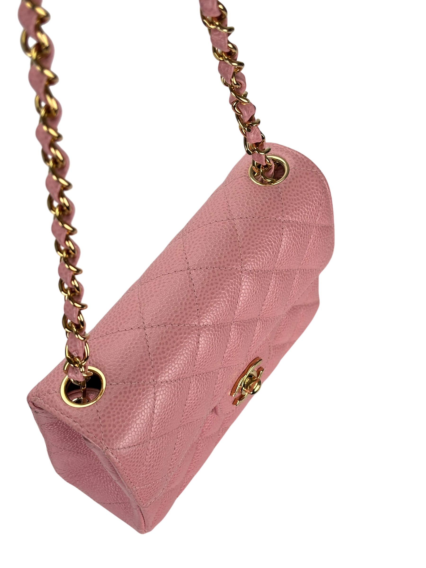 CHANEL - Pink Caviar Mini Classic Square Flap Shoulder Bag 17