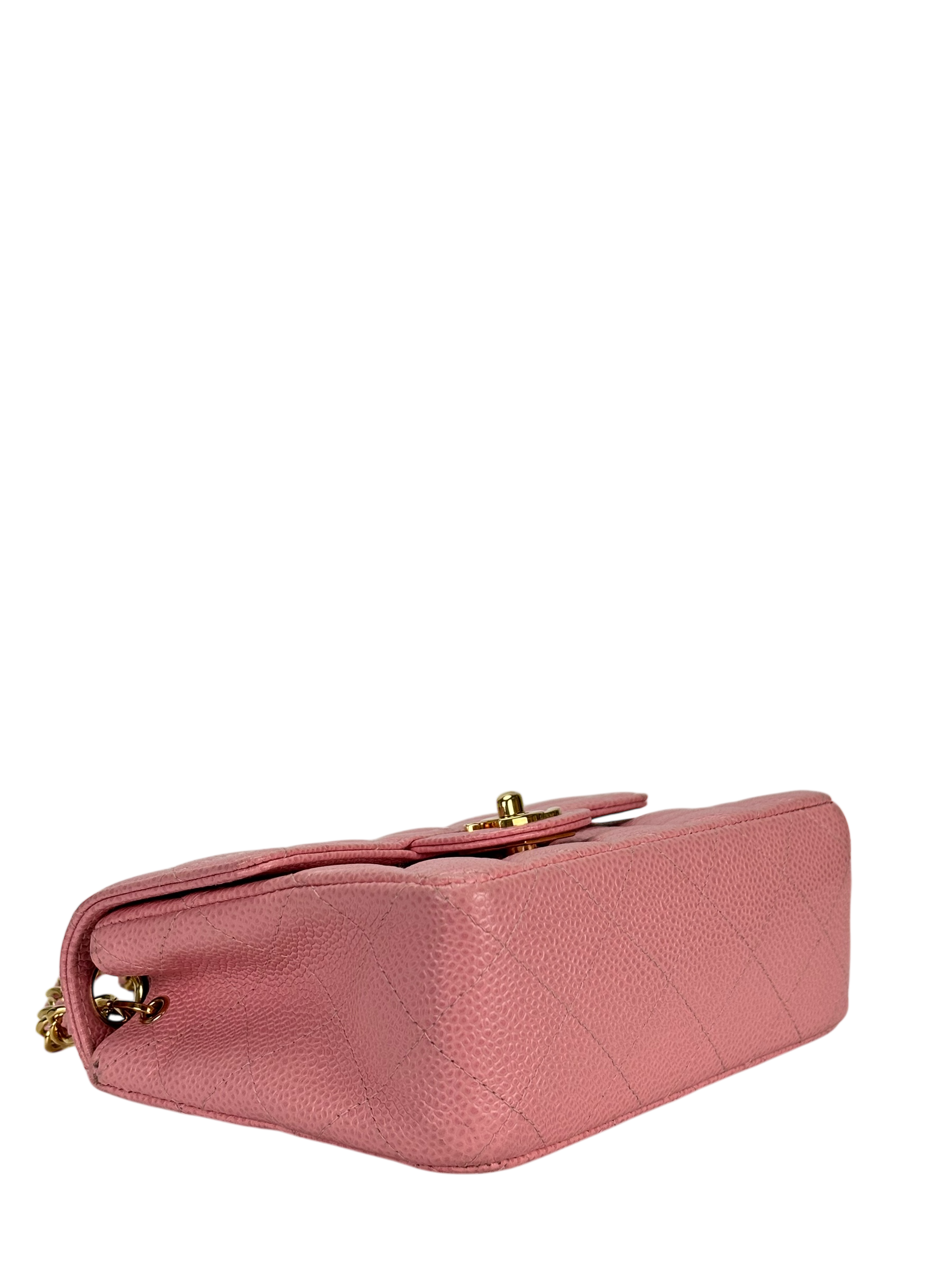 CHANEL - Pink Caviar Mini Classic Square Flap Shoulder Bag 17