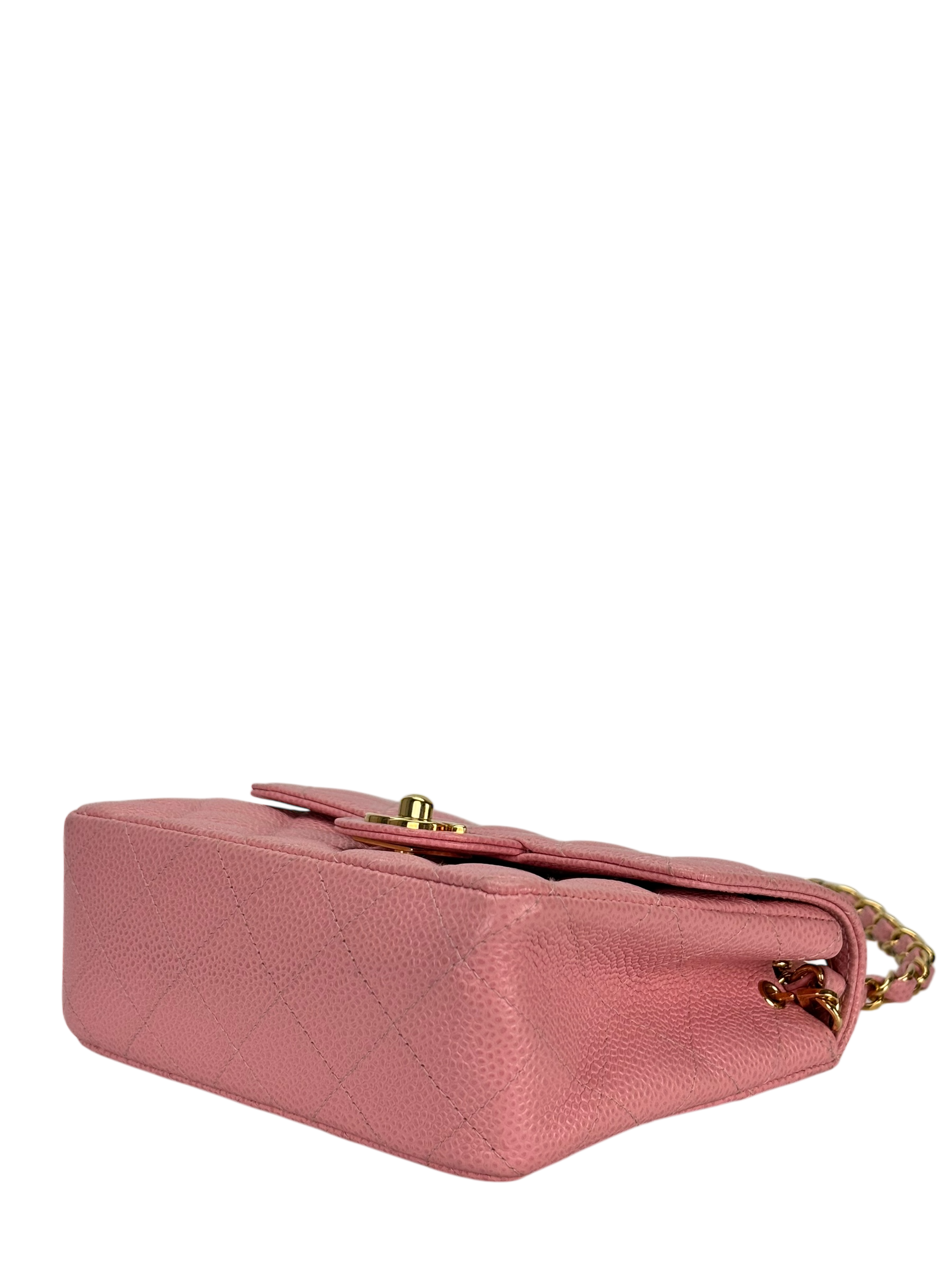 CHANEL - Pink Caviar Mini Classic Square Flap Shoulder Bag 17