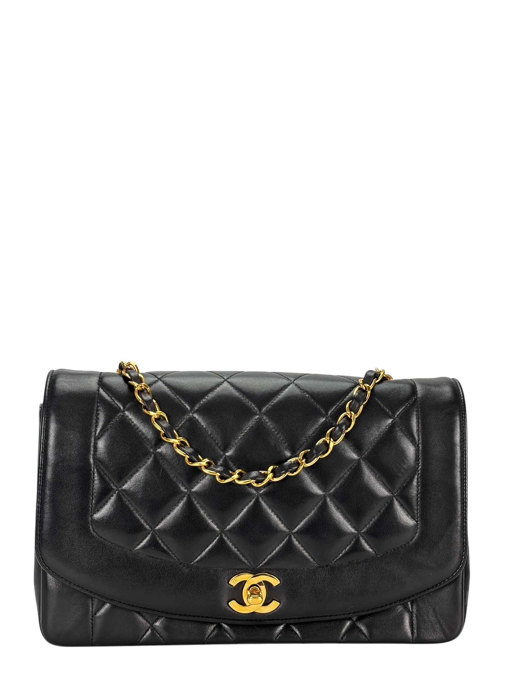 CHANEL - Black Lambskin Medium Diana Shoulder Bag