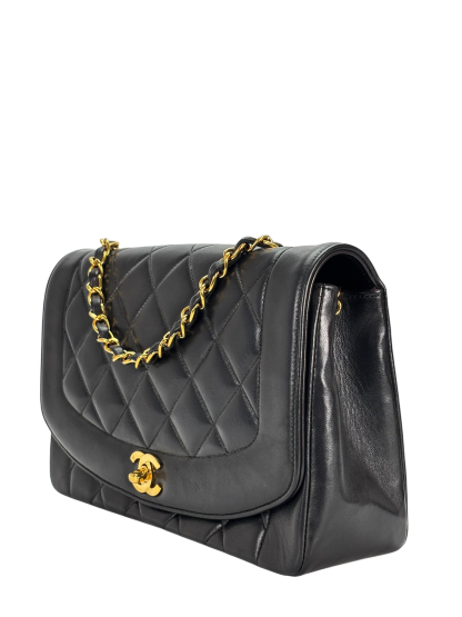 CHANEL - Black Lambskin Medium Diana Shoulder Bag