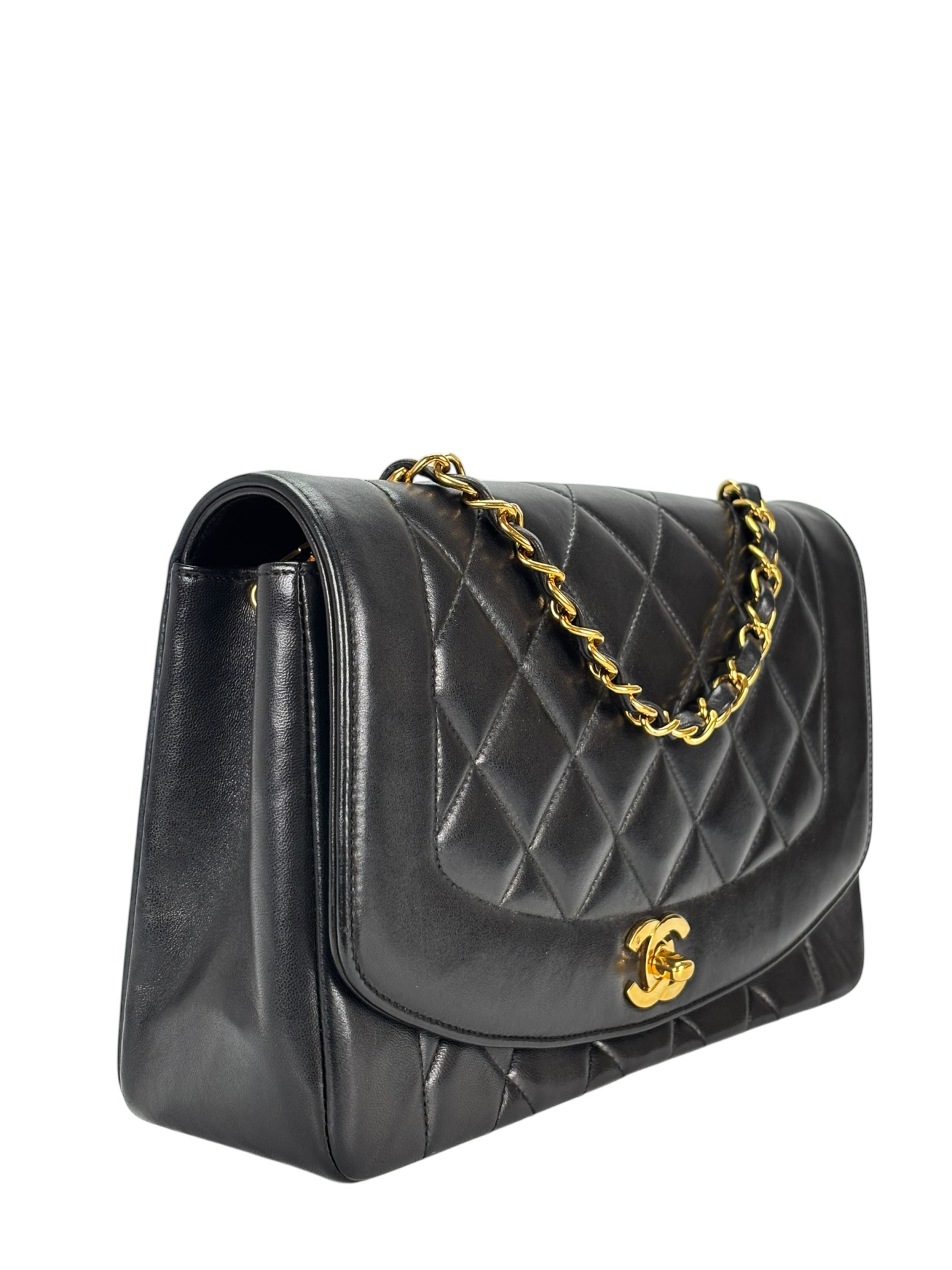 CHANEL - Black Lambskin Medium Diana Shoulder Bag