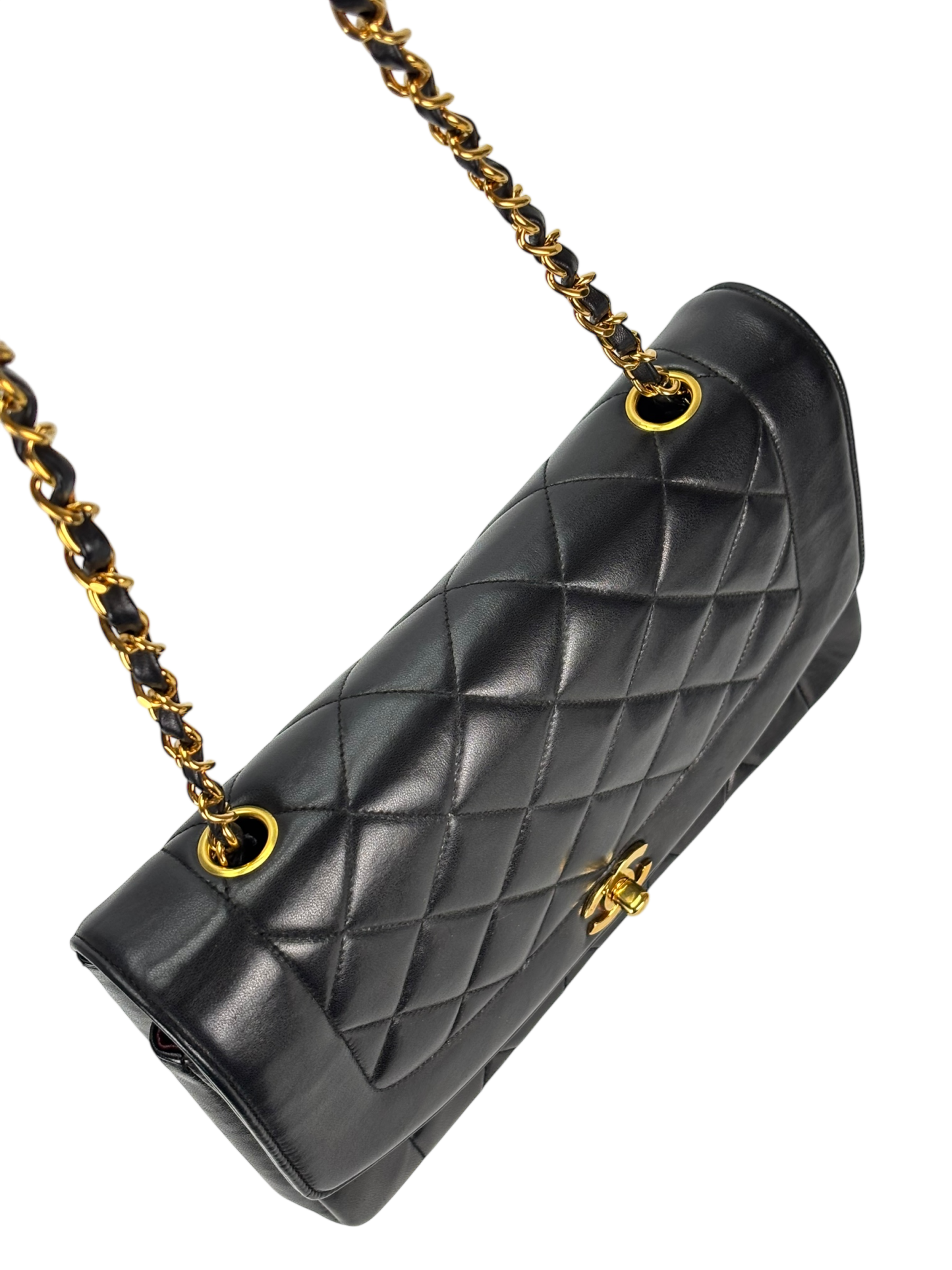 CHANEL - Black Lambskin Medium Diana Shoulder Bag