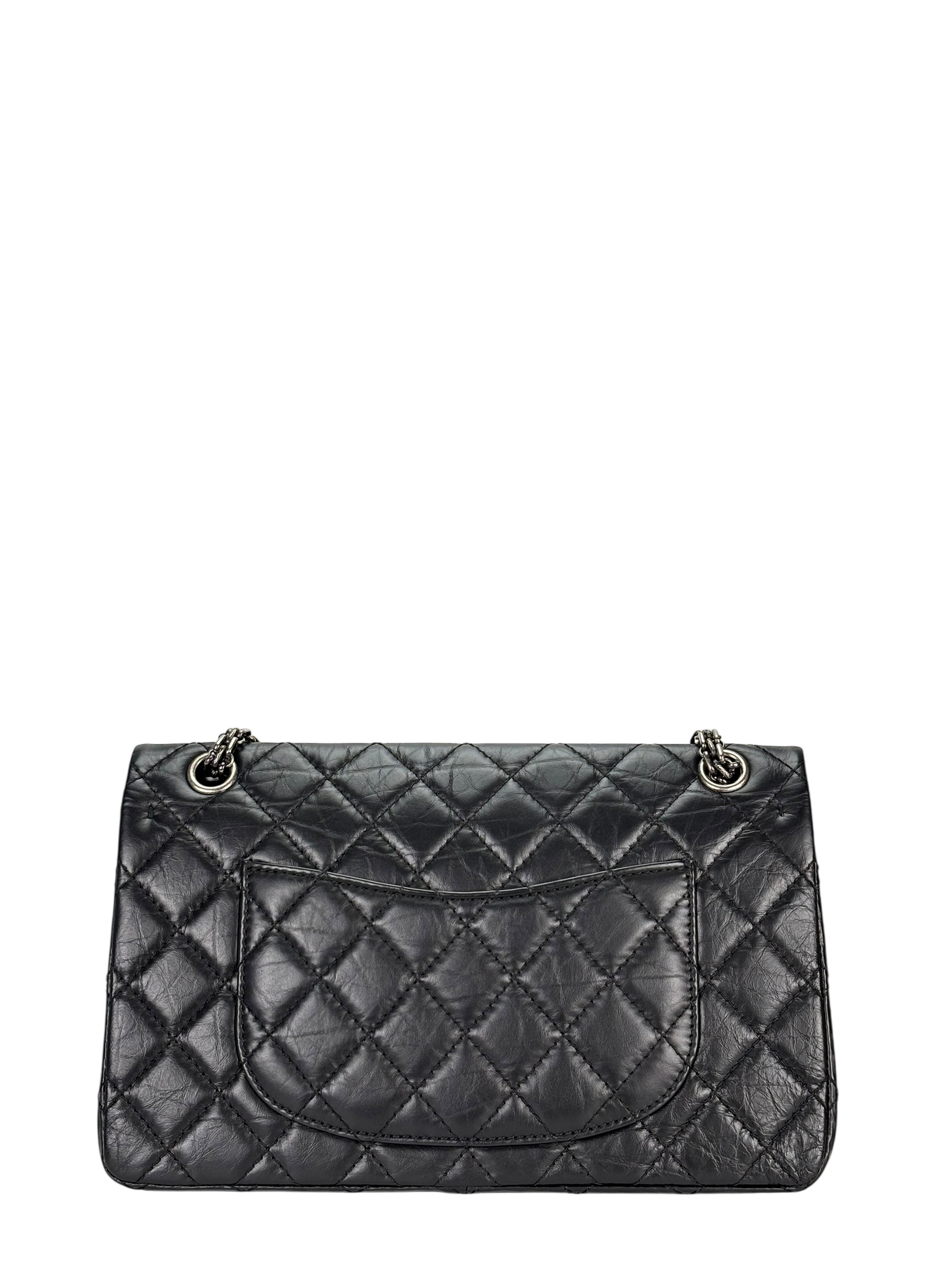 CHANEL - 2.55 Reissue 227 Flap Black Calfskin Quilted Ruthenium Hardware
