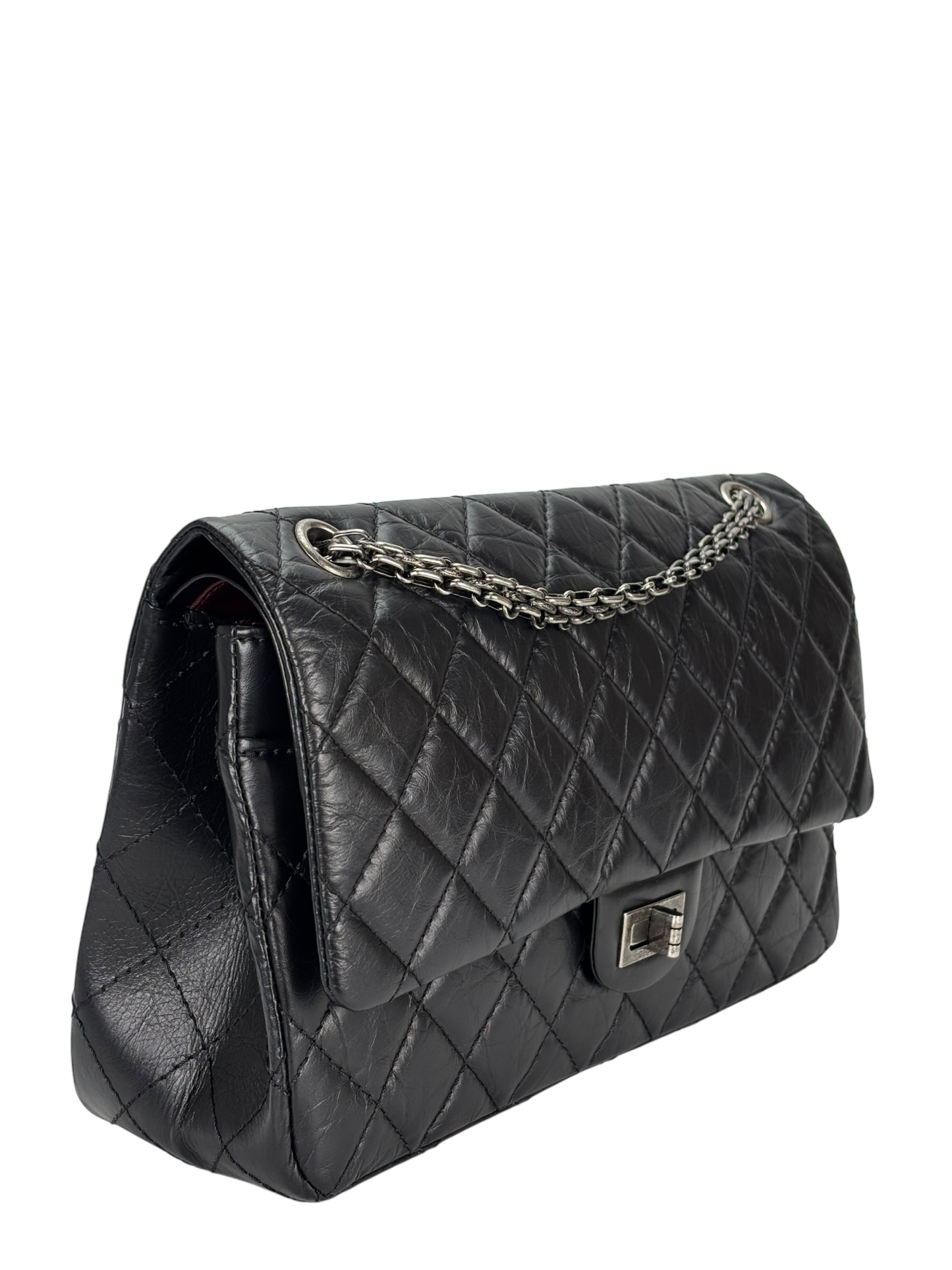 CHANEL - 2.55 Reissue 227 Flap Black Calfskin Quilted Ruthenium Hardware