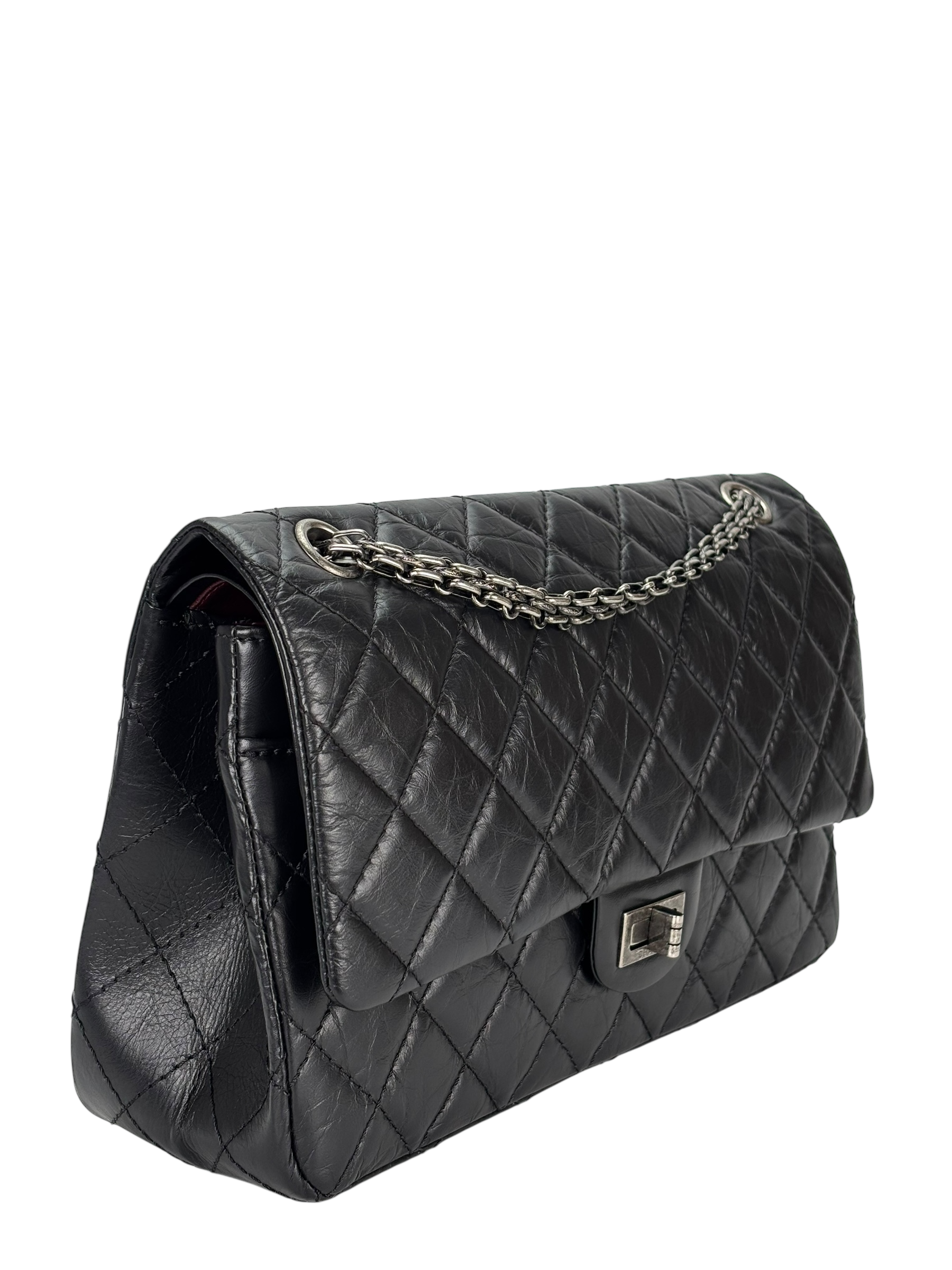 CHANEL - 2.55 Reissue 227 Flap Black Calfskin Quilted Ruthenium Hardware