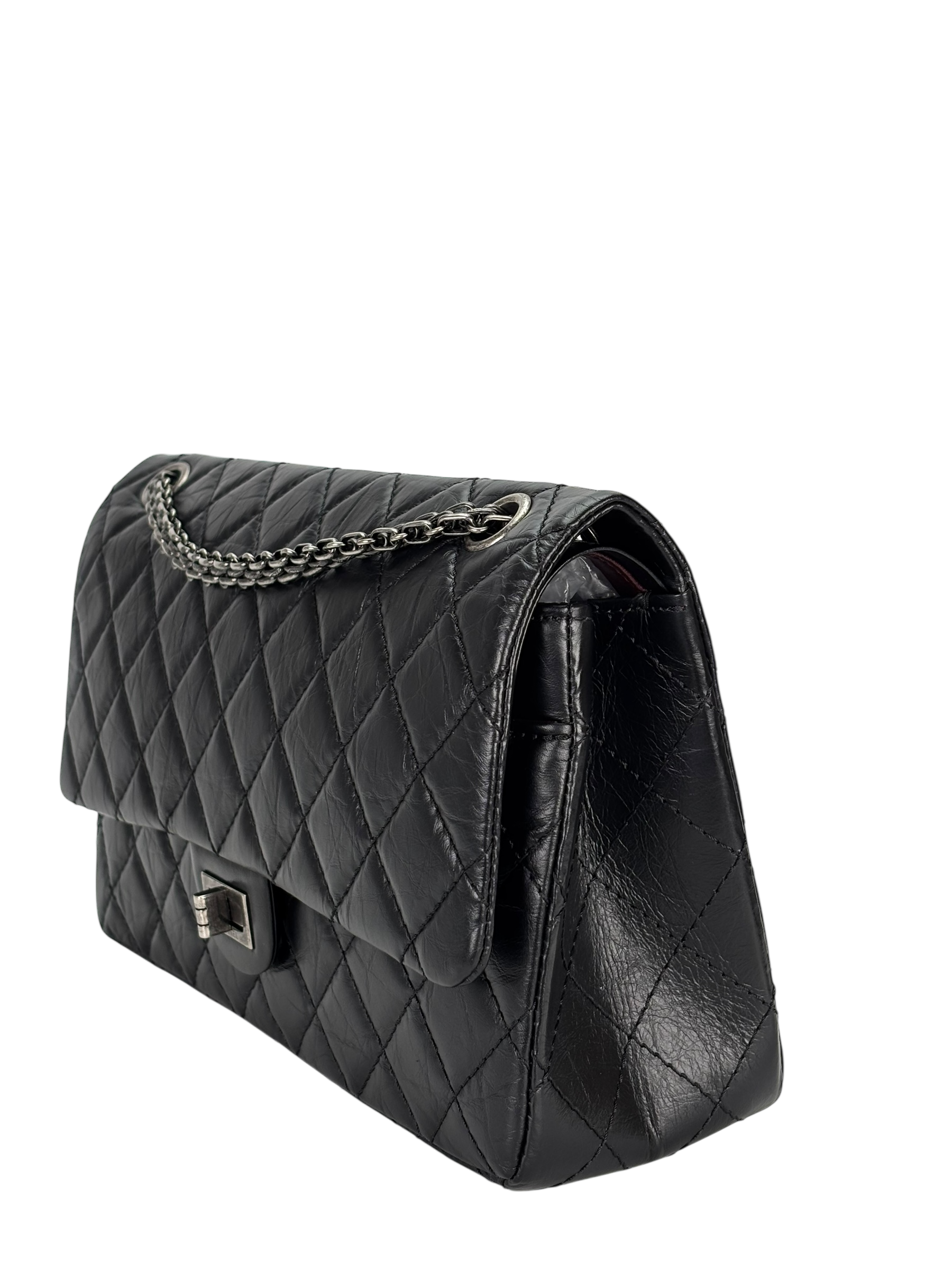 CHANEL - 2.55 Reissue 227 Flap Black Calfskin Quilted Ruthenium Hardware