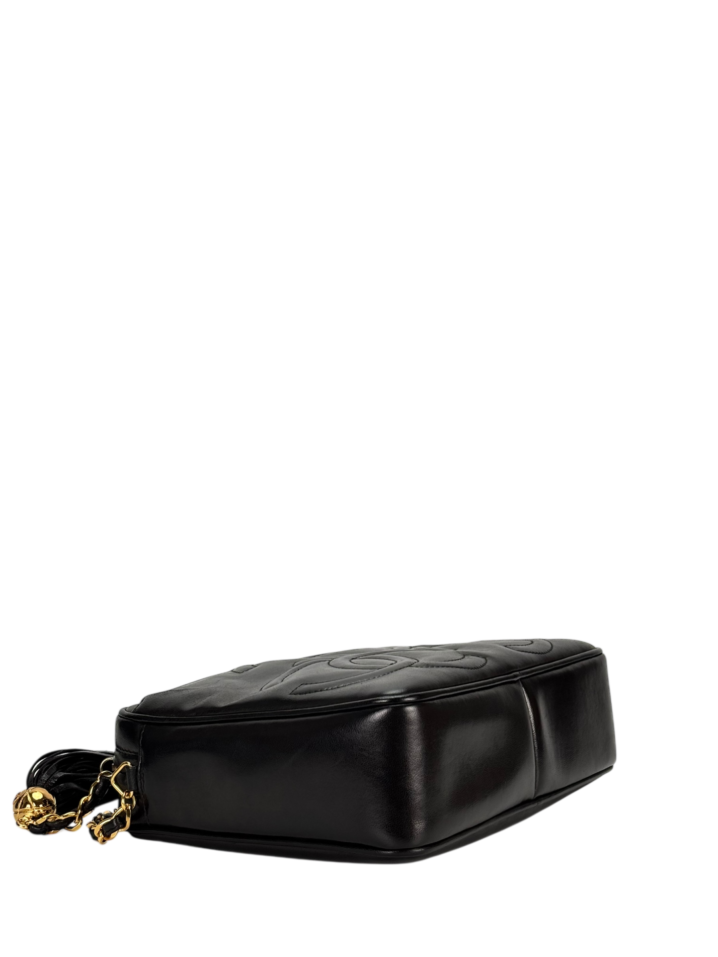 CHANEL - Black Lambskin CC Tassel Camera Case Shoulder Bag