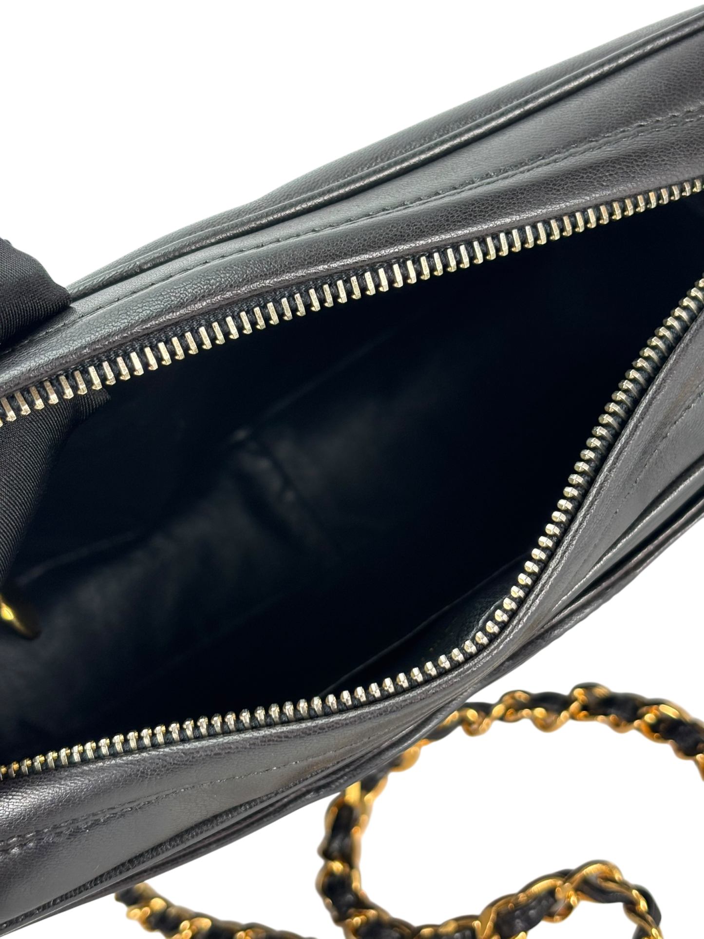 CHANEL - Black Lambskin CC Tassel Camera Case Shoulder Bag
