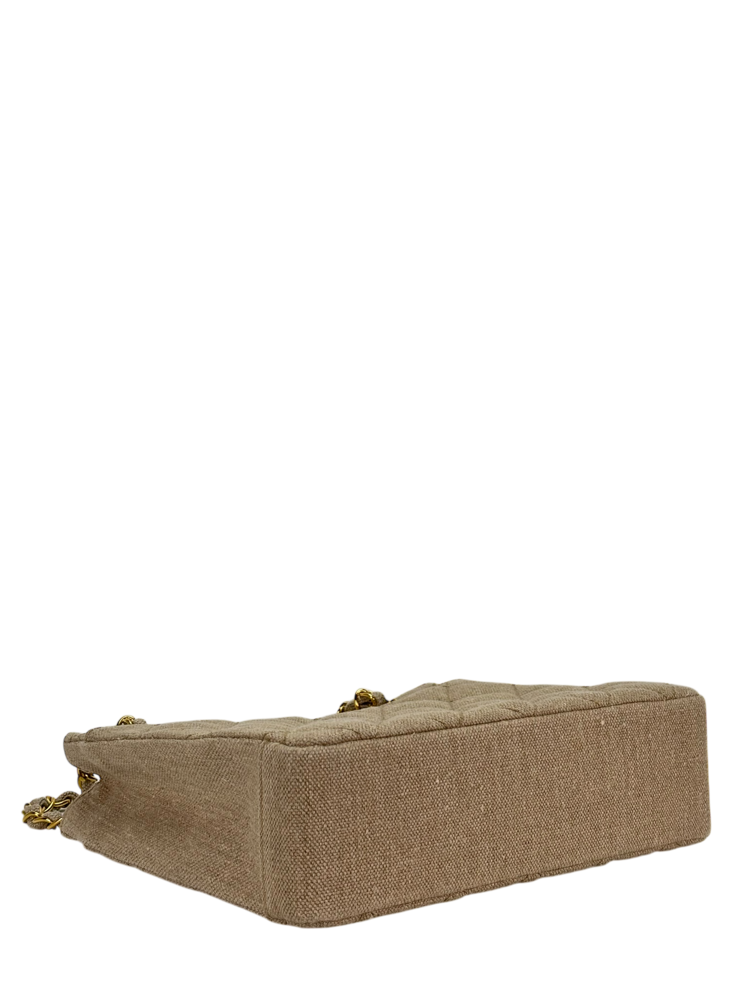 CHANEL - Beige Linen Coco Mark Chain Shoulder Bag