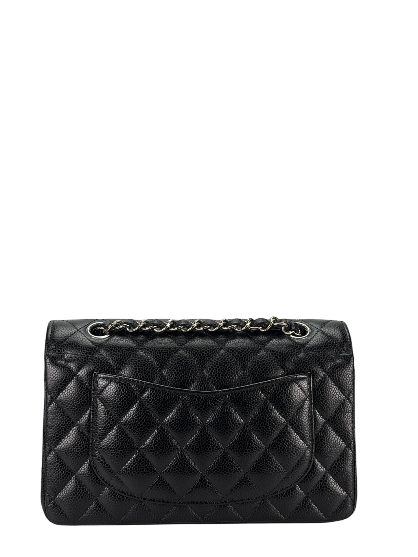 CHANEL - Medium Classic Double Flap Bag Black Caviar Sliver Hardware (CF23)