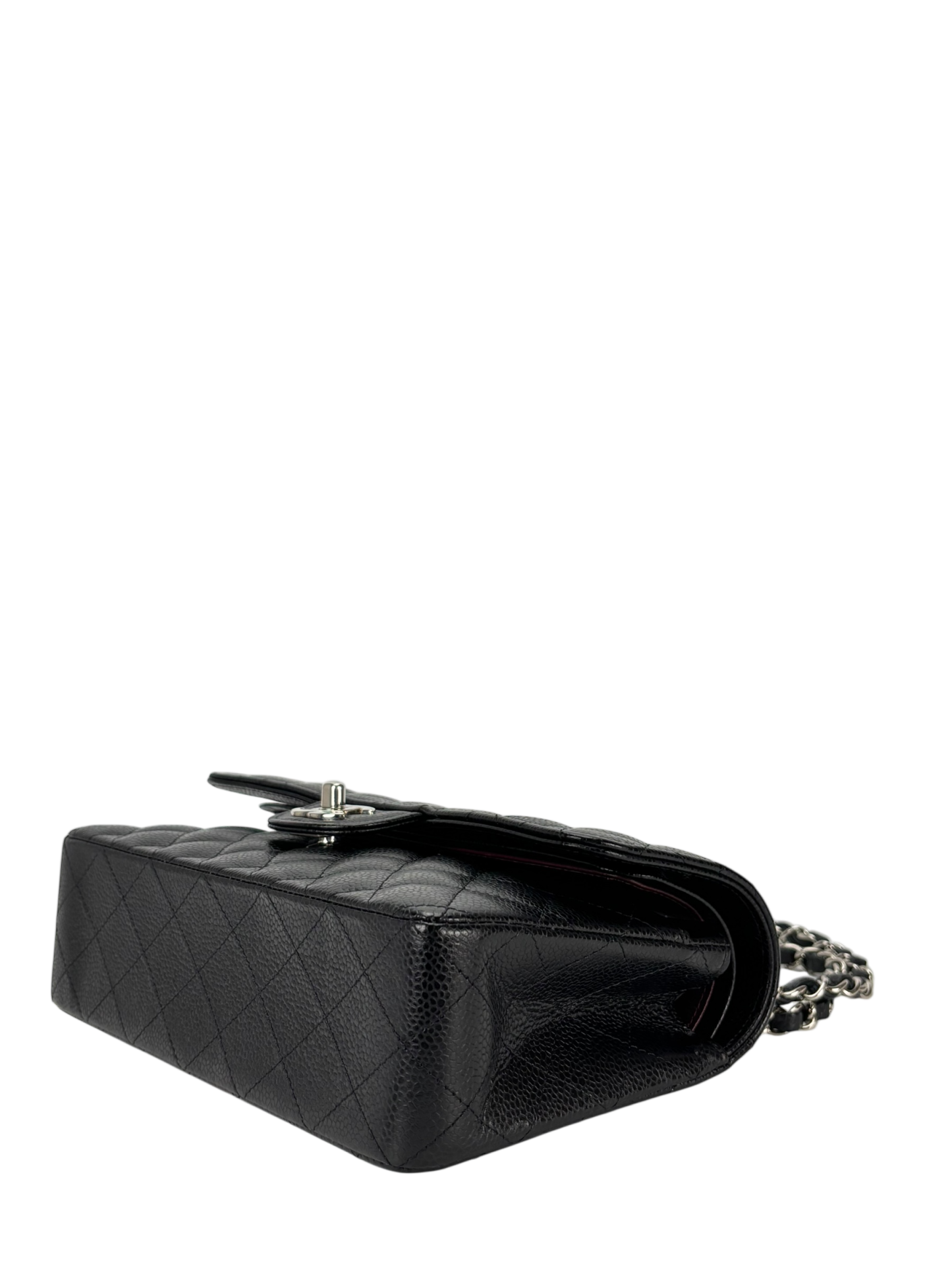 CHANEL - Medium Classic Double Flap Bag Black Caviar Sliver Hardware (CF23)