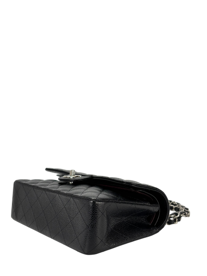 CHANEL - Medium Classic Double Flap Bag Black Caviar Sliver Hardware (CF23)
