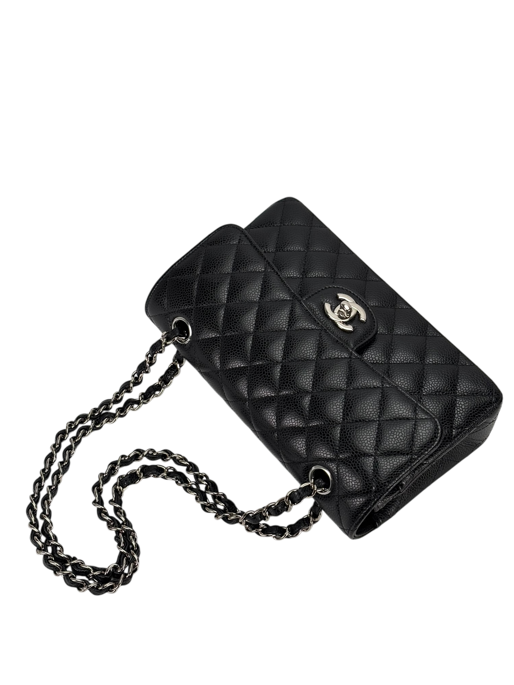 CHANEL - Medium Classic Double Flap Bag Black Caviar Sliver Hardware (CF23)
