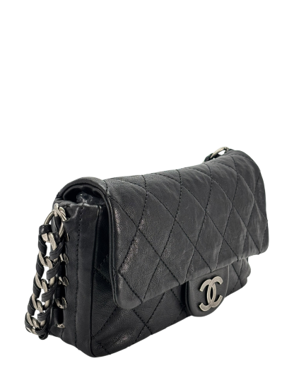 CHANEL - Black Caviar Chanel Matelasse Chain Silver Hardware Shoulder Bag