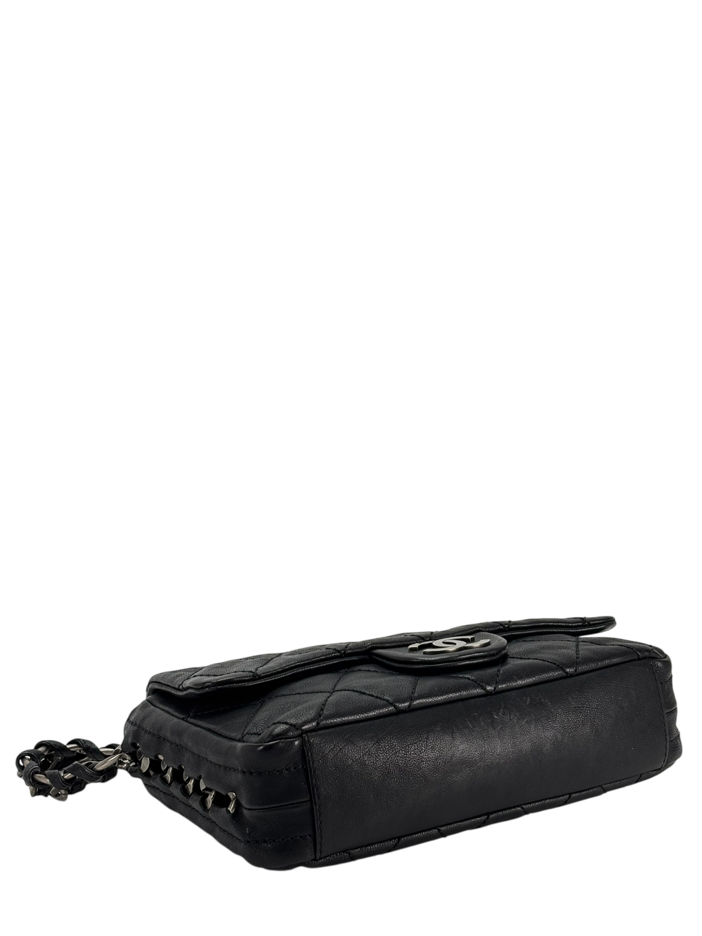 CHANEL - Black Caviar Chanel Matelasse Chain Silver Hardware Shoulder Bag