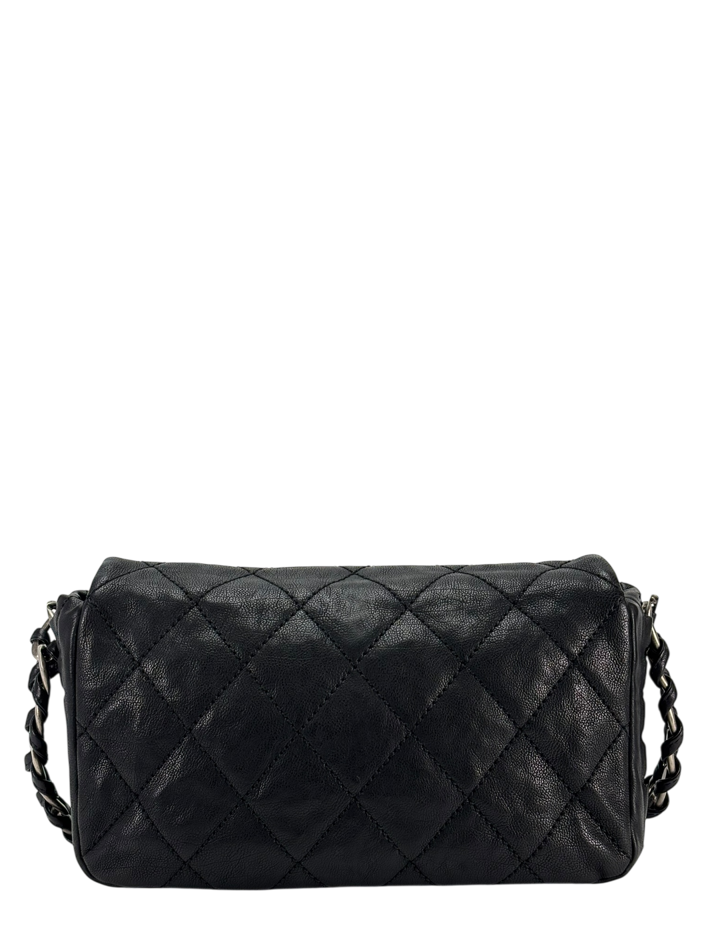 CHANEL - Black Caviar Chanel Matelasse Chain Silver Hardware Shoulder Bag