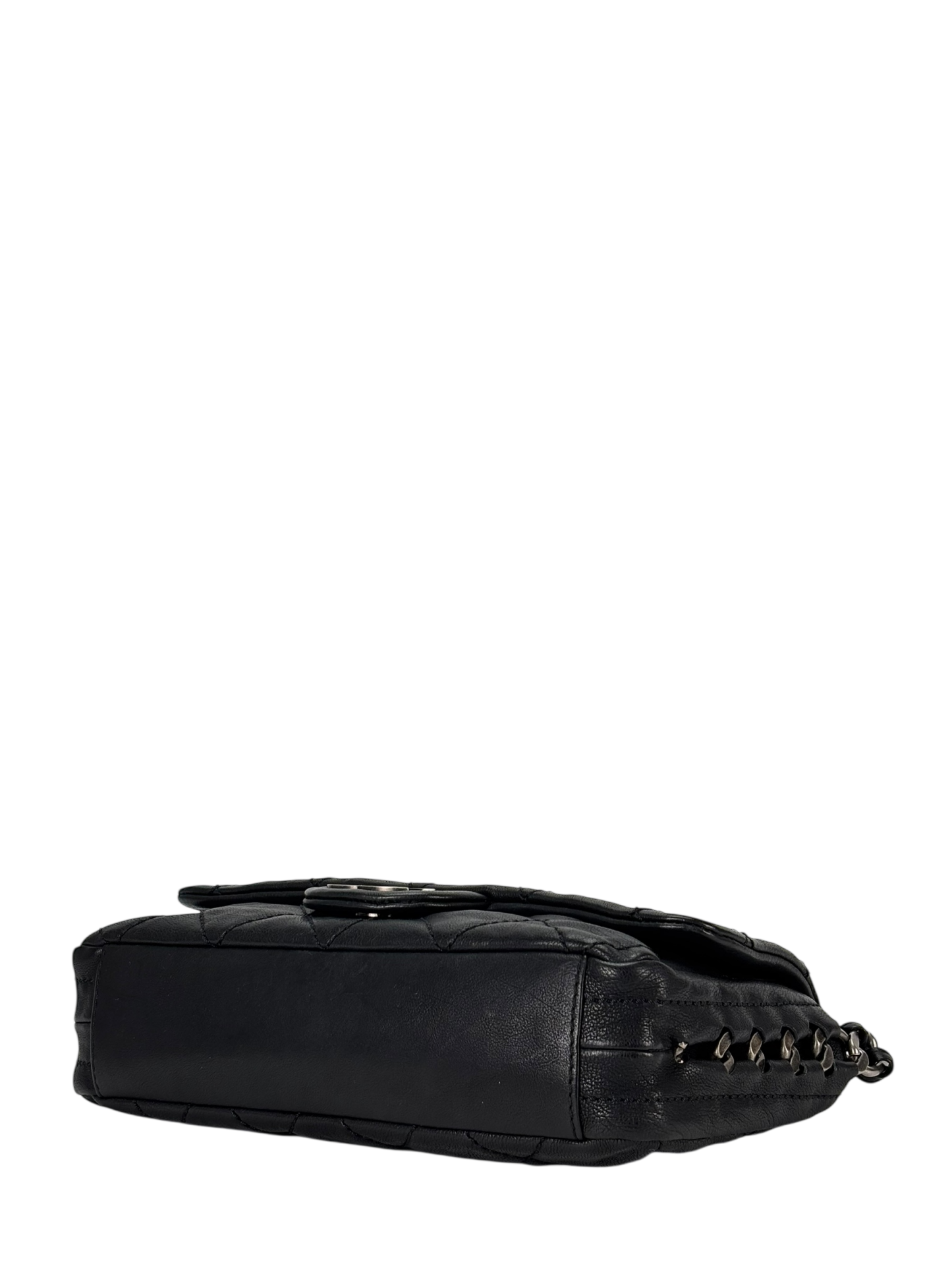 CHANEL - Black Caviar Chanel Matelasse Chain Silver Hardware Shoulder Bag