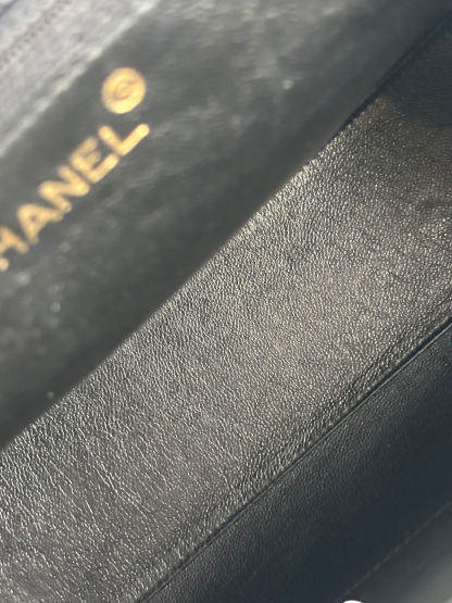 CHANEL - Black Caviar Top Handle Envelope Flap Shoulder Bag