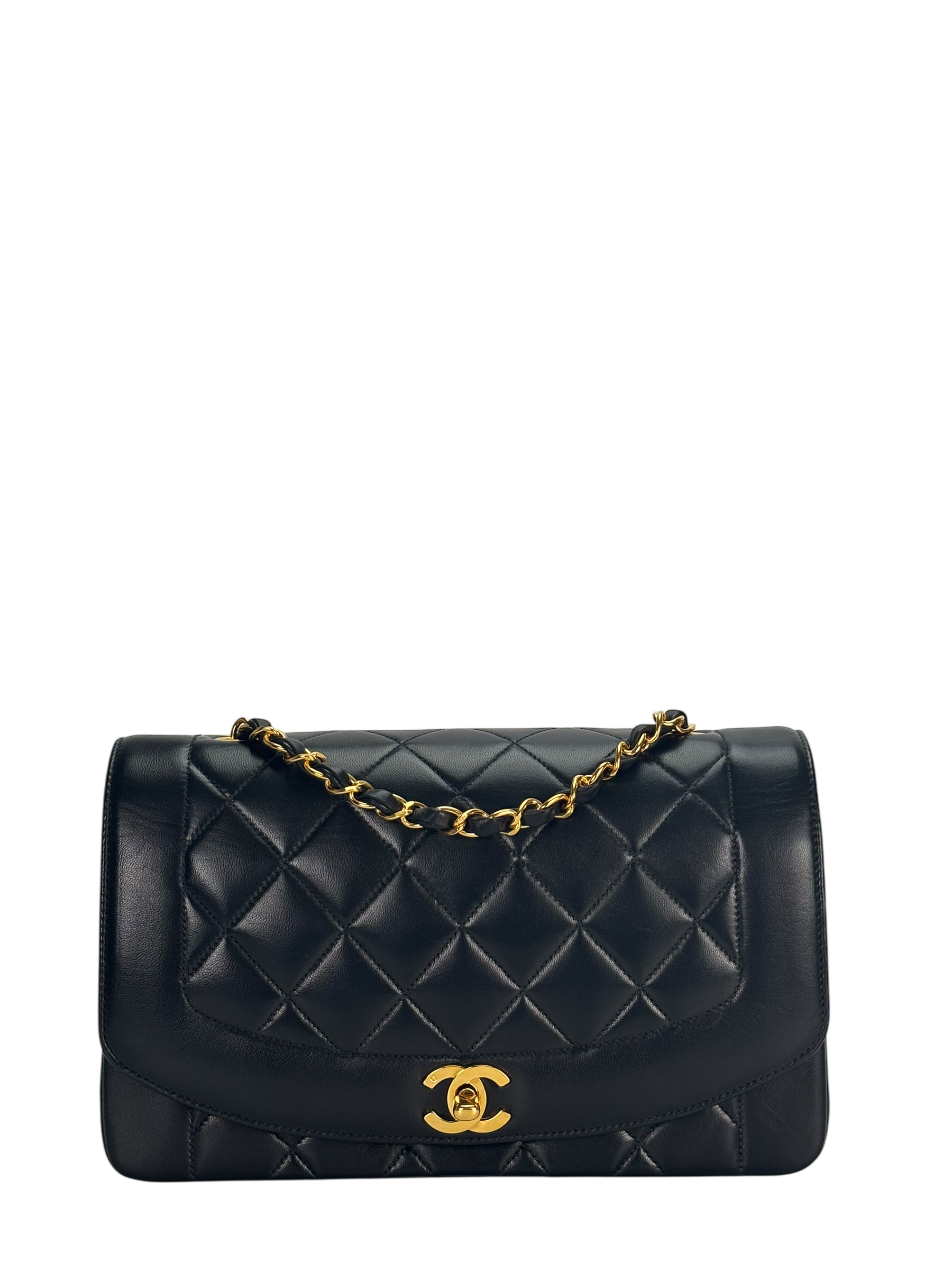 CHANEL - Black Lambskin Medium Diana Shoulder Bag