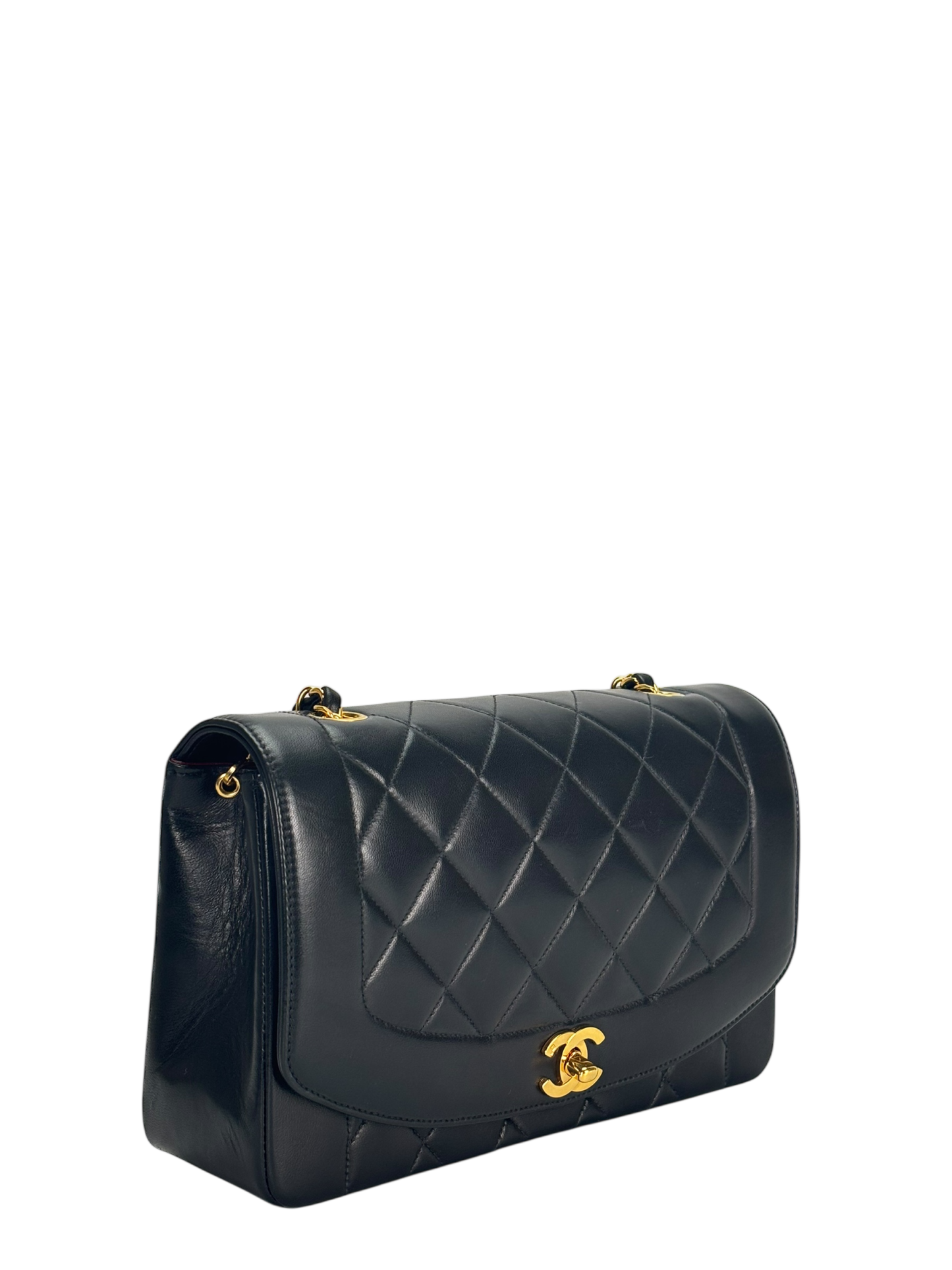 CHANEL - Black Lambskin Medium Diana Shoulder Bag