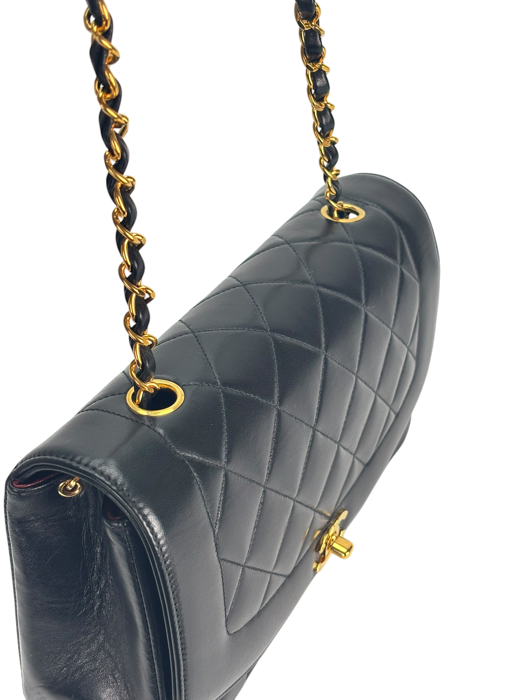 CHANEL - Black Lambskin Medium Diana Shoulder Bag