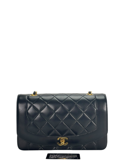 CHANEL - Black Lambskin Medium Diana Shoulder Bag