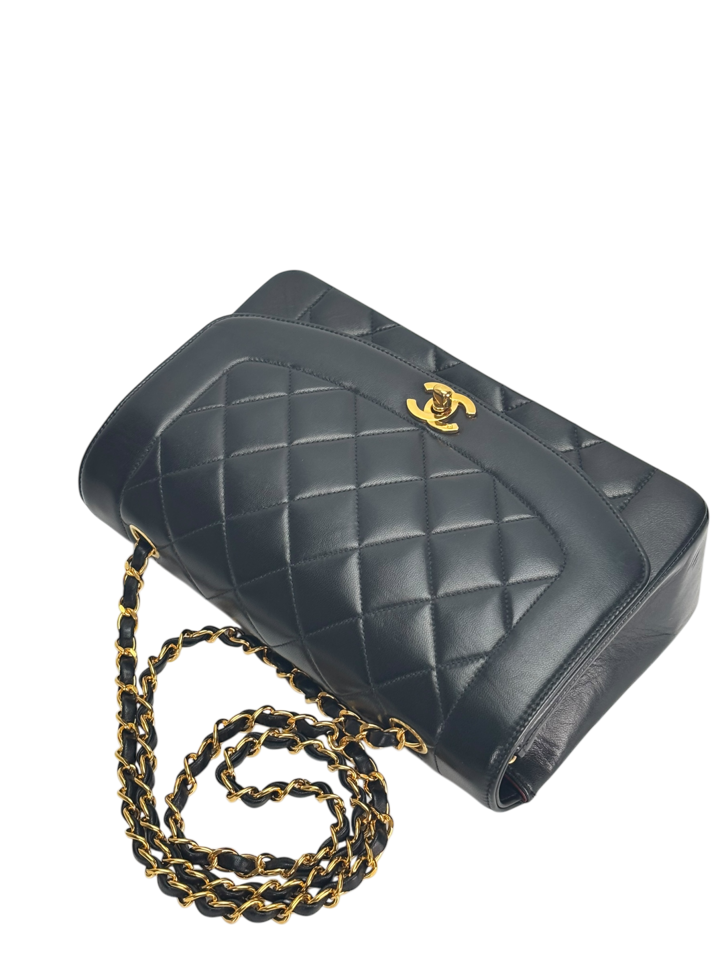 CHANEL - Black Lambskin Medium Diana Shoulder Bag