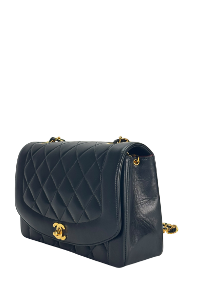 CHANEL - Black Lambskin Medium Diana Shoulder Bag