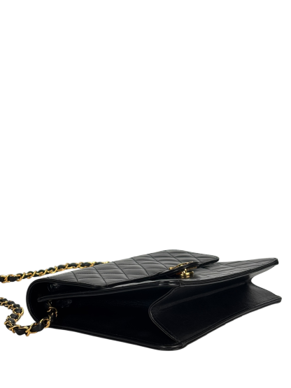 CHANEL - Black Lambskin Matelasse Pushlock Chain Shoulder Bag