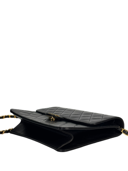 CHANEL - Black Lambskin Matelasse Pushlock Chain Shoulder Bag