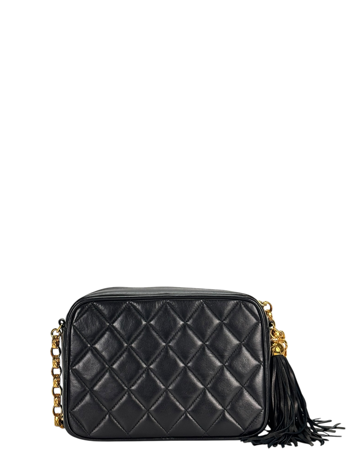 CHANEL -  Black Lambskin Mini Camera Bag
