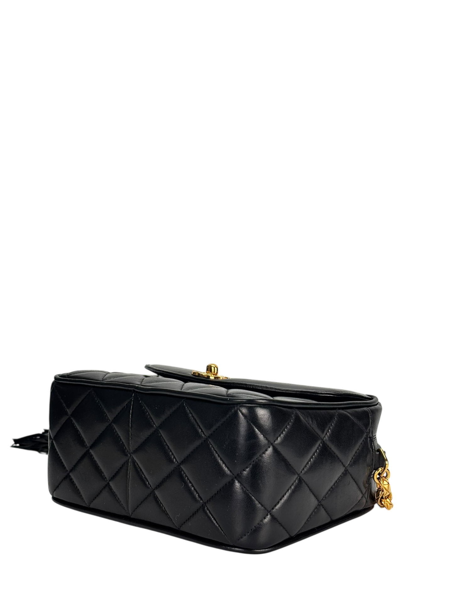 CHANEL -  Black Lambskin Mini Camera Bag