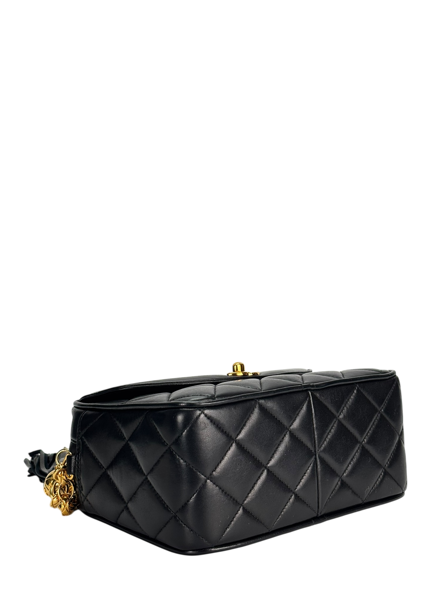 CHANEL -  Black Lambskin Mini Camera Bag