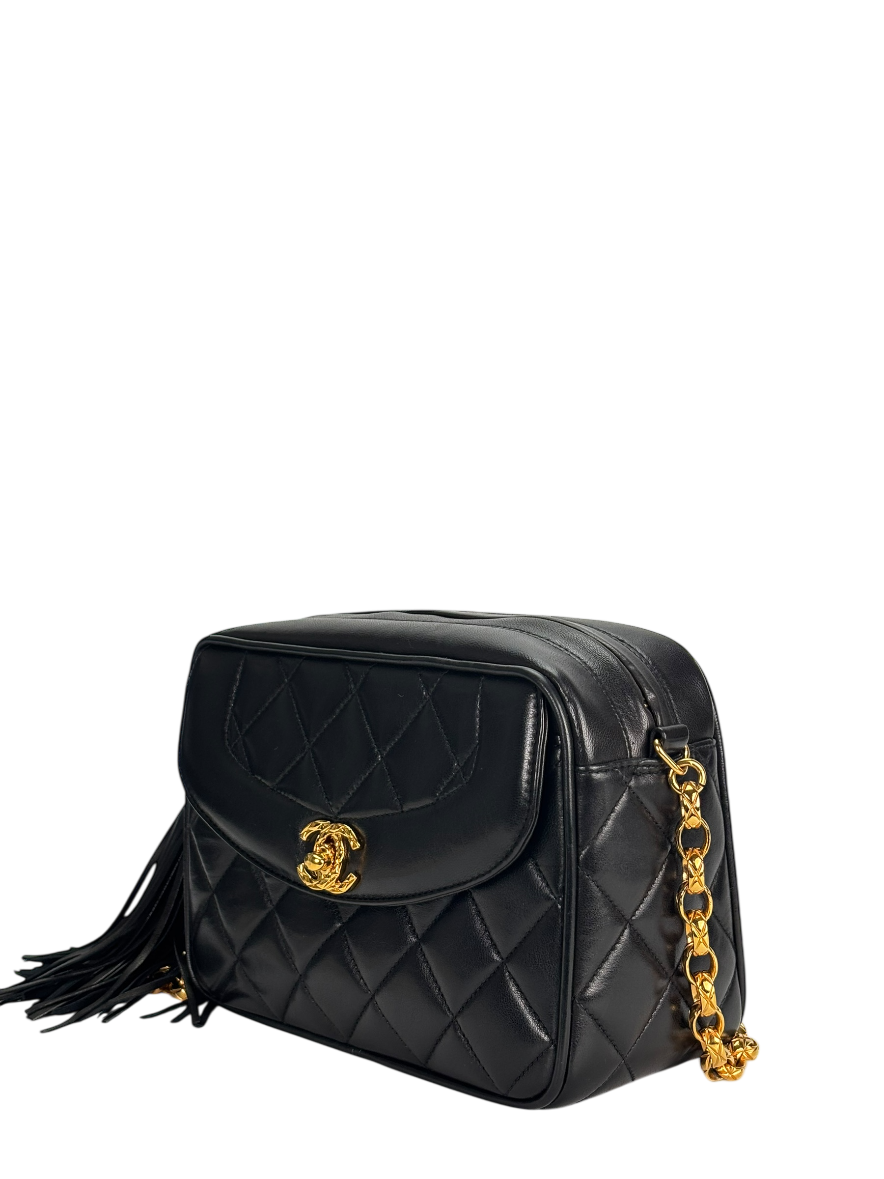 CHANEL -  Black Lambskin Mini Camera Bag