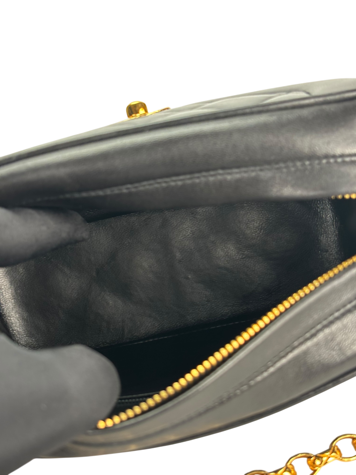 CHANEL -  Black Lambskin Mini Camera Bag