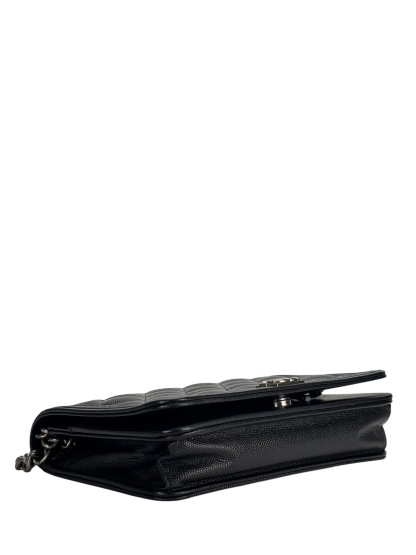 CHANEL - Black Caviar Boy Wallet On Chain Bag Sliver Hardware  (WOC)