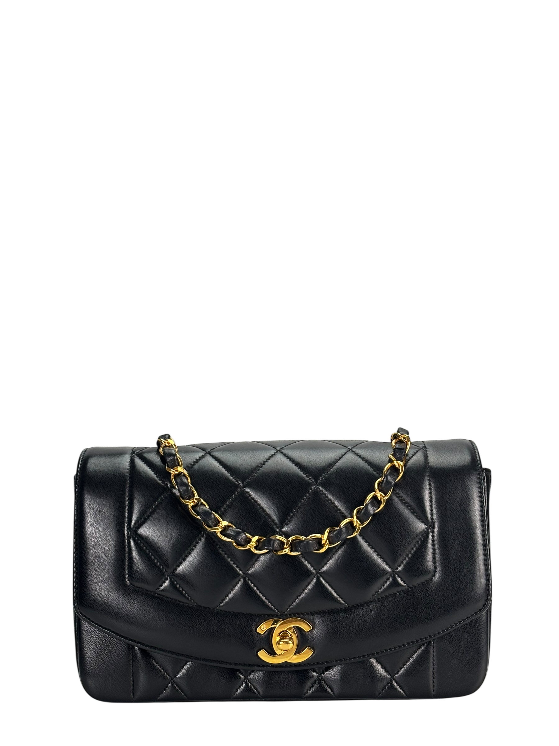 CHANEL - Black Lambskin Small Diana Shoulder Bag
