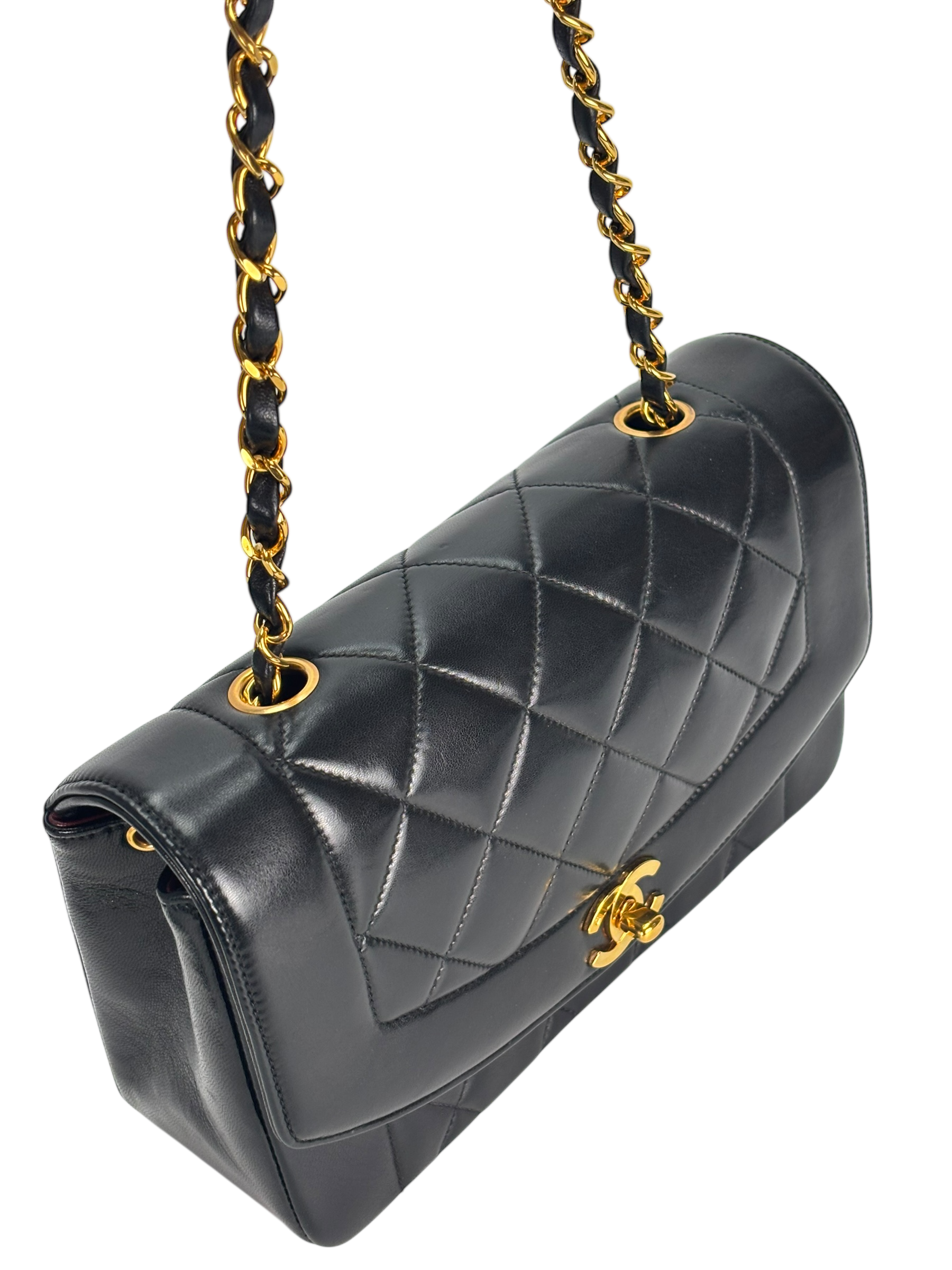 CHANEL - Black Lambskin Small Diana Shoulder Bag