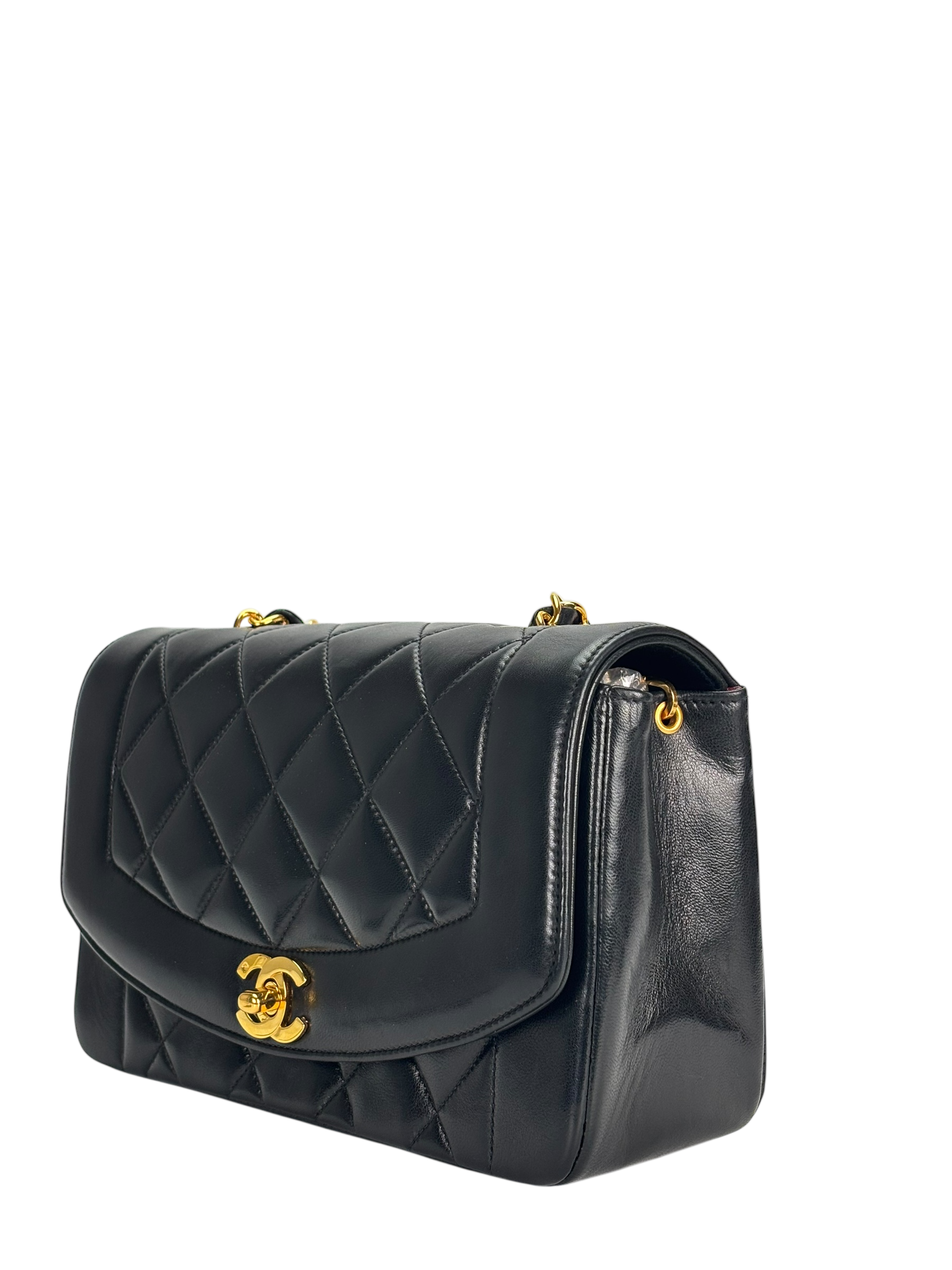 CHANEL - Black Lambskin Small Diana Shoulder Bag