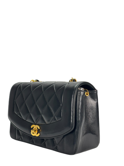CHANEL - Black Lambskin Small Diana Shoulder Bag