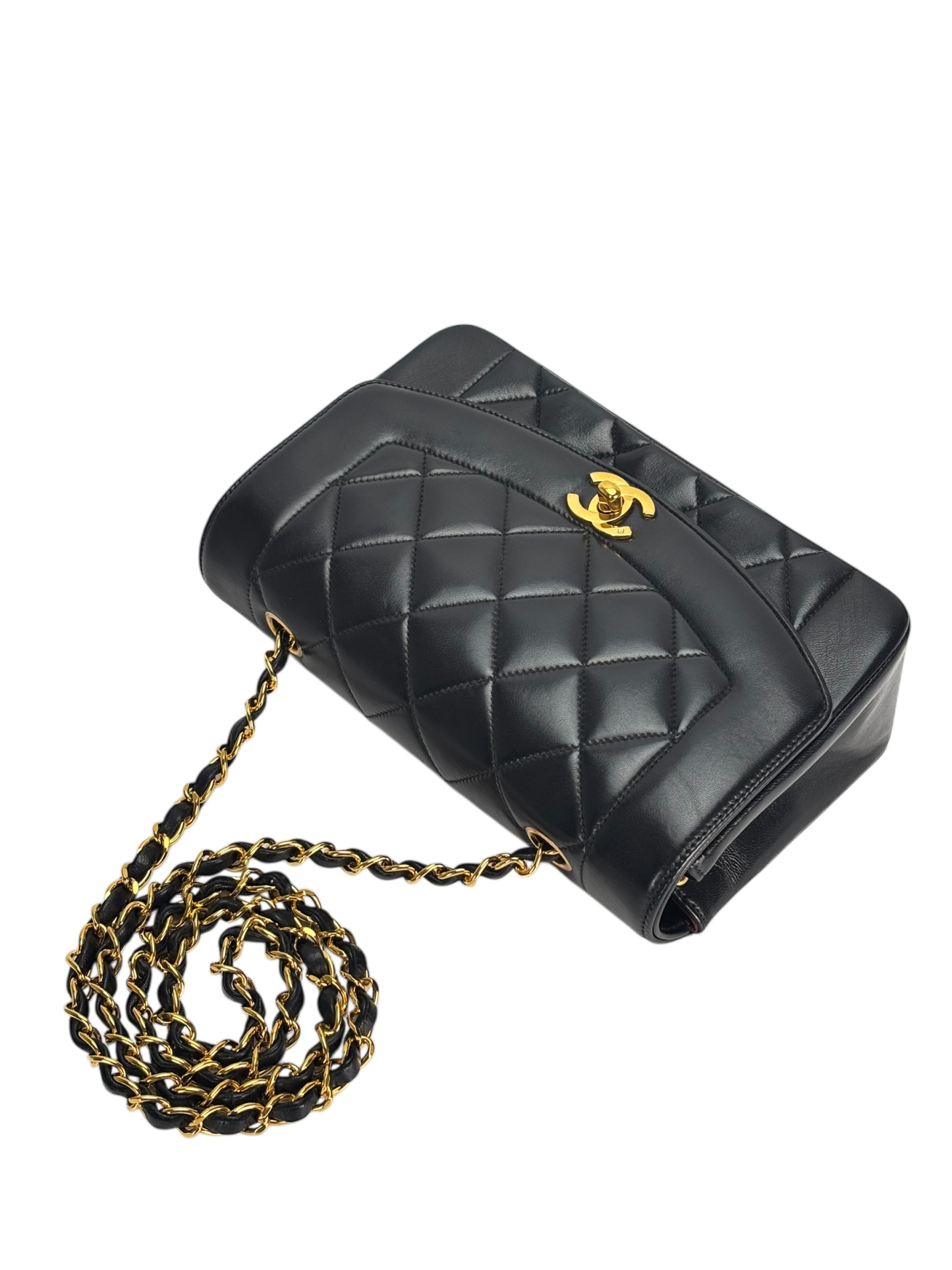 CHANEL - Black Lambskin Small Diana Shoulder Bag